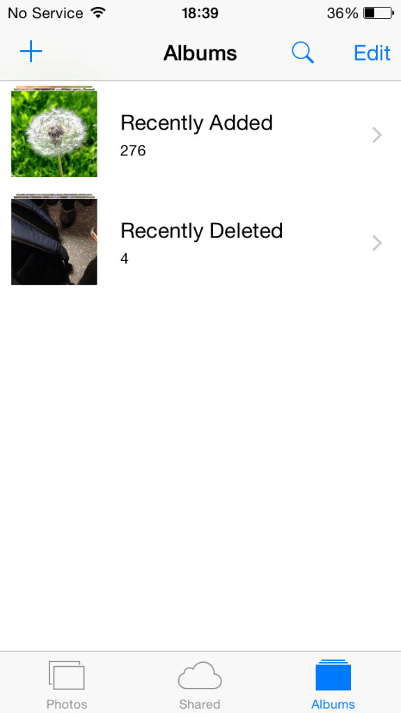 iOS8 - Recently Added - Recently Deleted