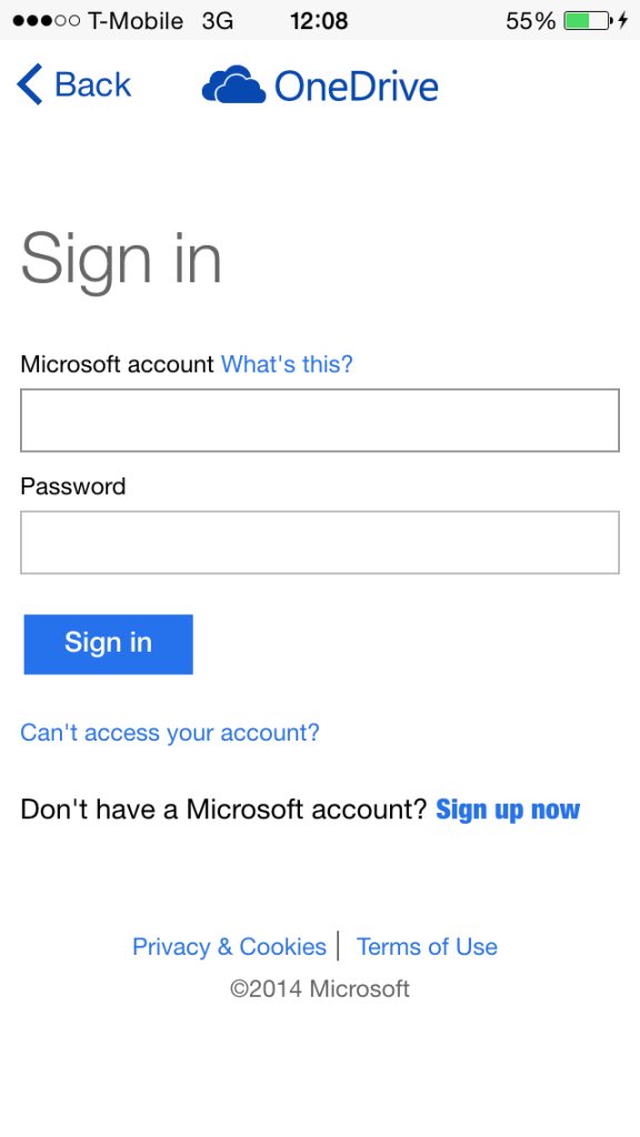 Sign In To OneDrive App