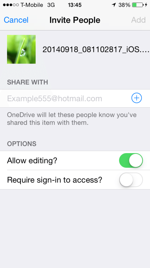 OneDrive - Invite People by Email