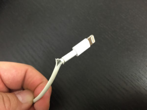 Frayed Apple lightning cable