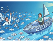 수많은 웹사이트 링크 속에서 길을 잃은 모습과 주소모음 사이트를 통해 효율적으로 정보를 관리하는 모습 비교