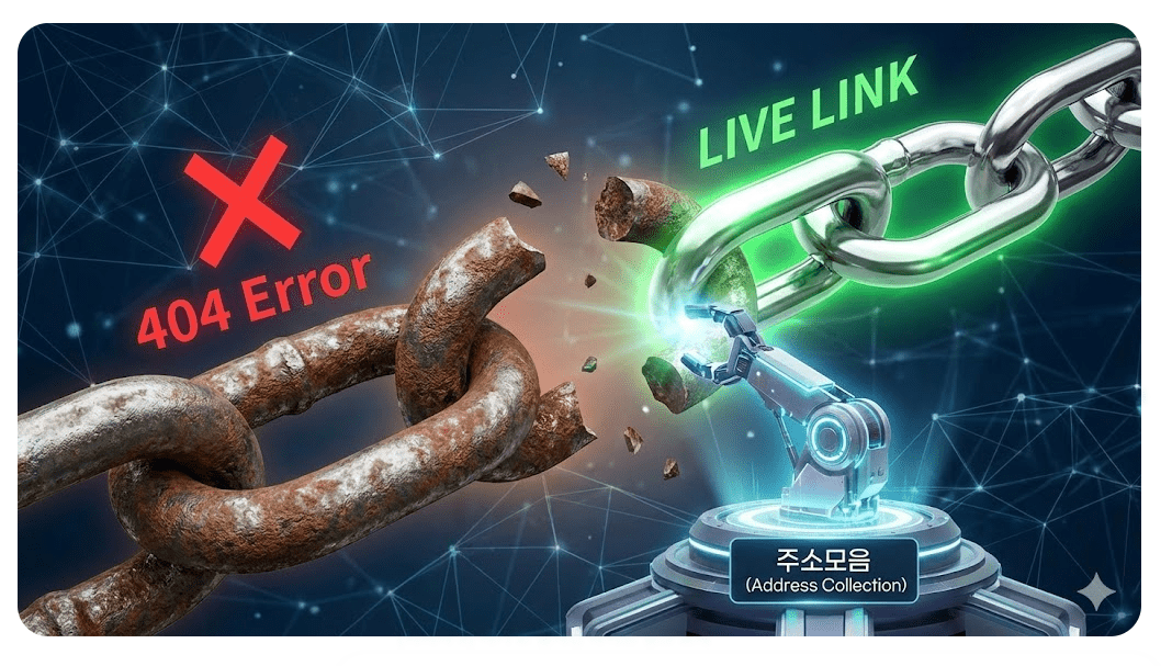 웹사이트의 접속이 변경되면 알림 사이트가 다시 최신 링크를 업데이트해 주는 기능에 대한 설명이 제공됩니다.