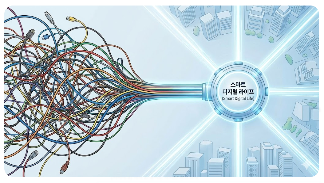 주소모음 사이트를 모두 삭제하고 디지털 정보를 정리하고 효율적인 삶이 시작됨을 상징하는 이미지