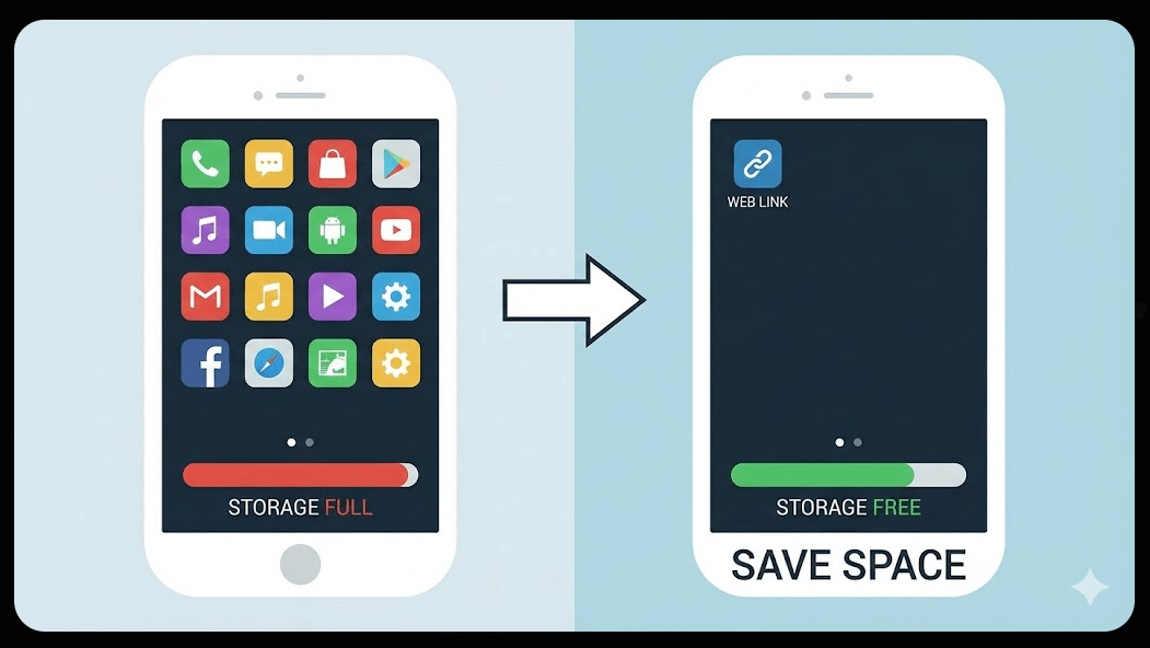 앱 설치 대신 링크모음 사이트를 활용하여 스마트폰 저장 공간과 배터리를 효율적으로 관리하는 모바일 최적화 팁