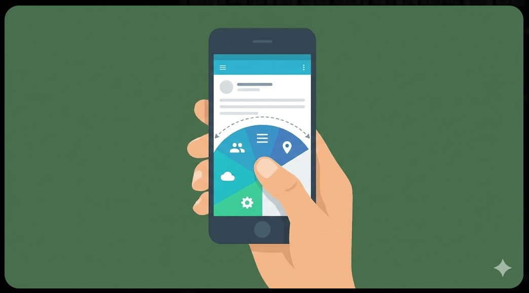 한 손 조작이 편리한 인체공학적 UI 디자인을 적용하여 모바일 사용 편의성을 높인 주소몬의 화면 구성