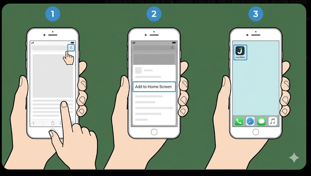 별도의 설치 없이 홈 화면에 바로가기 아이콘을 추가하여 주소모음 사이트를 앱처럼 사용하는 방법
