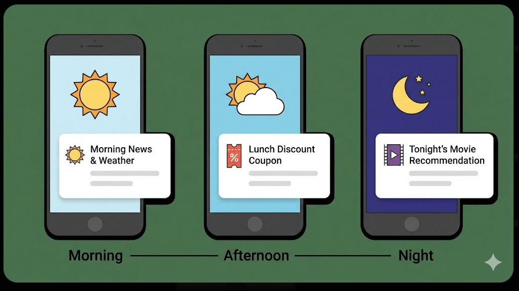 사용자의 하루 일과와 시간대에 맞춰 최적의 정보를 제공하는 주소팝의 타임라인 큐레이션 시스템